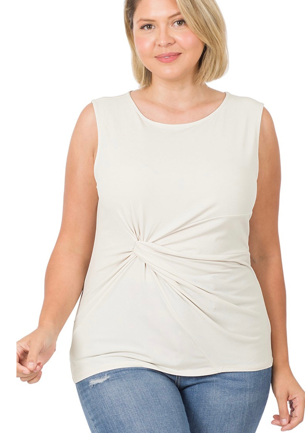 Curvy Knot Front Tank LOL 1X Blue