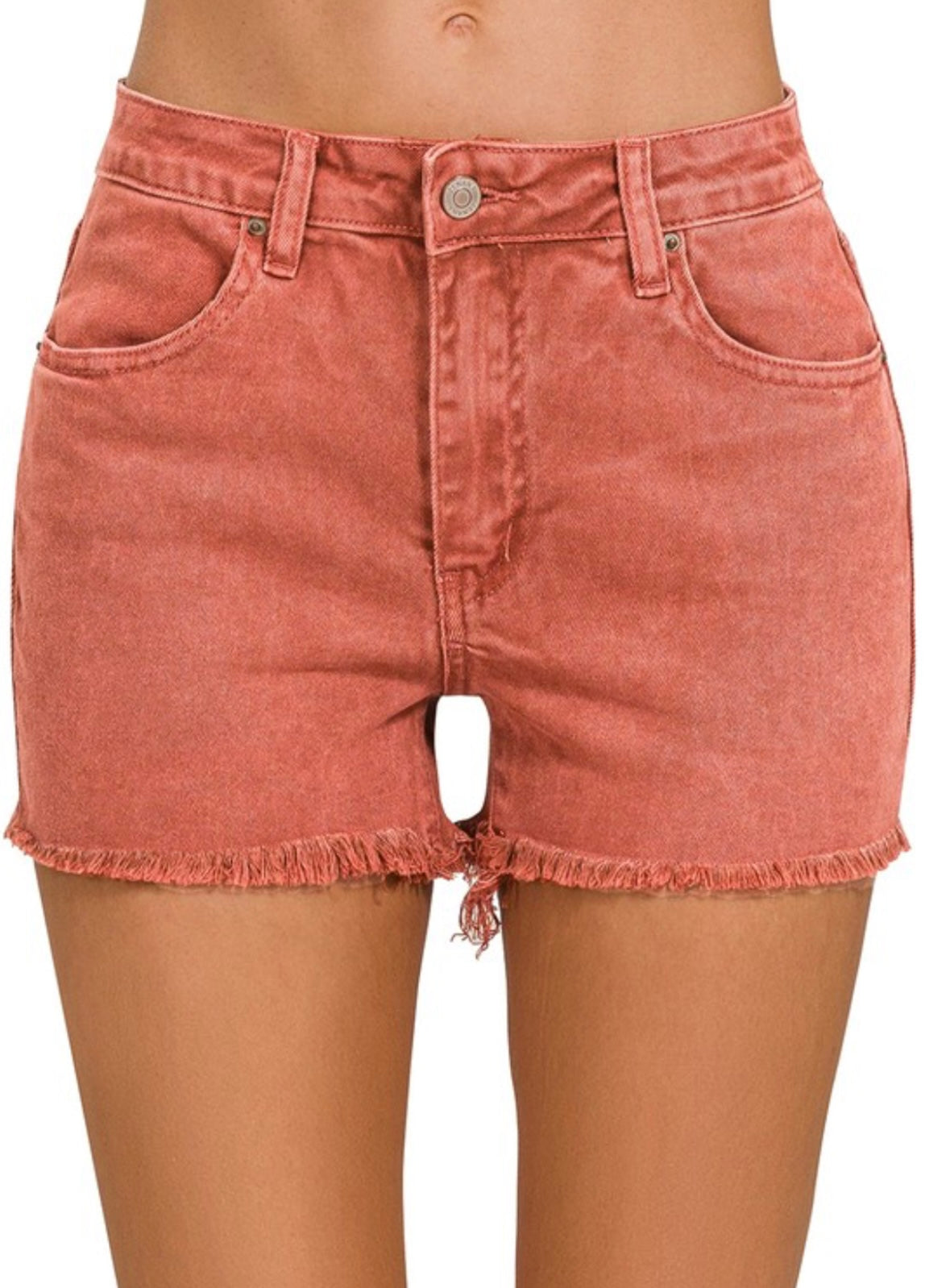 Frayed Colored Denim Short