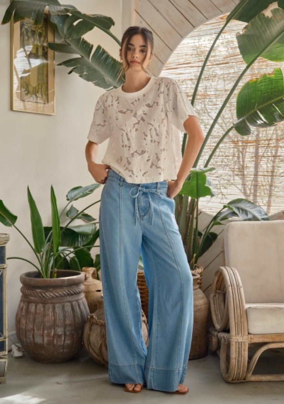 Lace Floral Tee LOL S