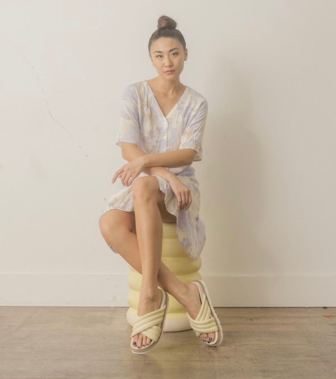 Grace Puff Strap Slide (Lime)