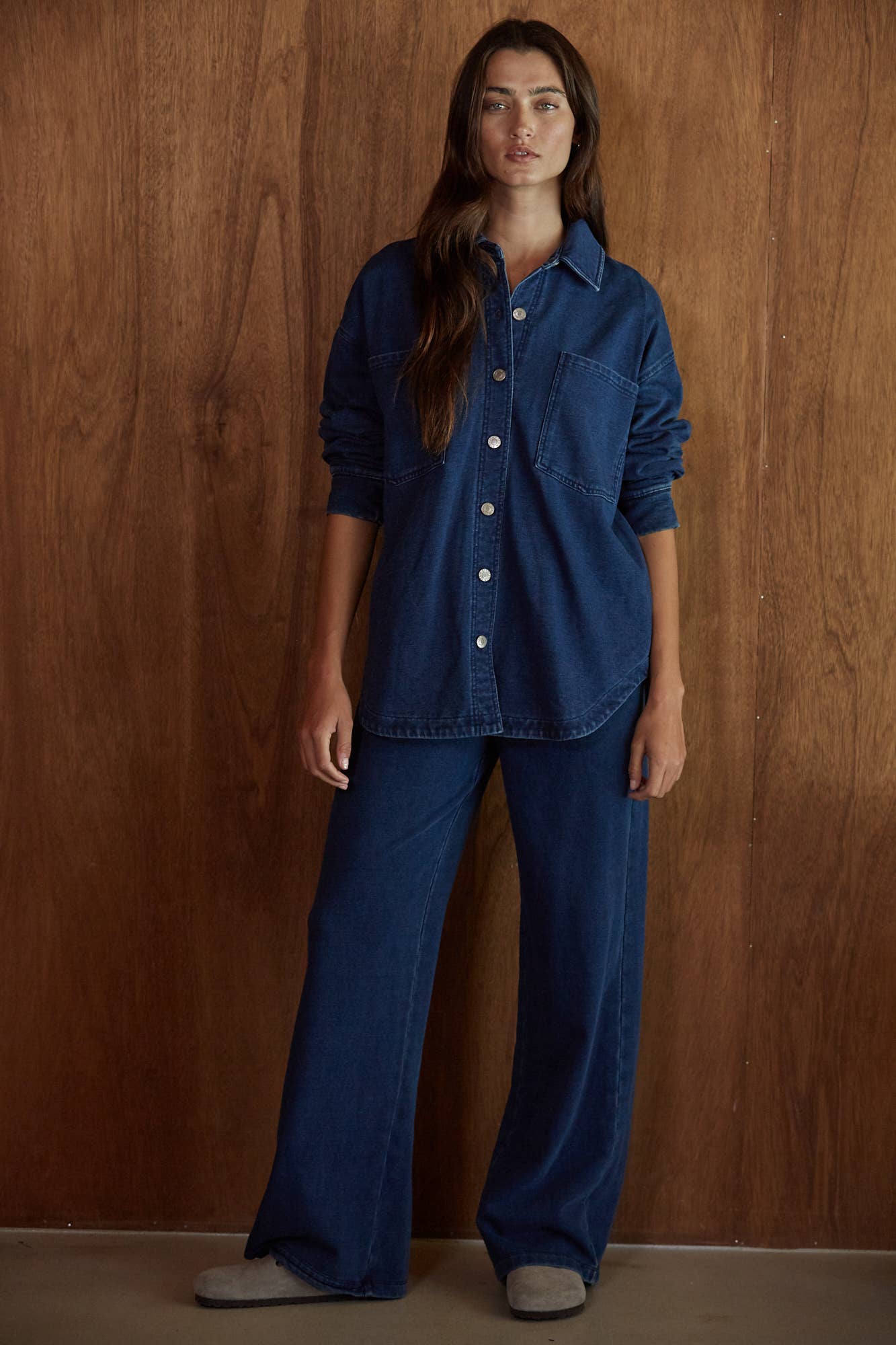 A Knit Cotton Wide Leg Pant (SET)