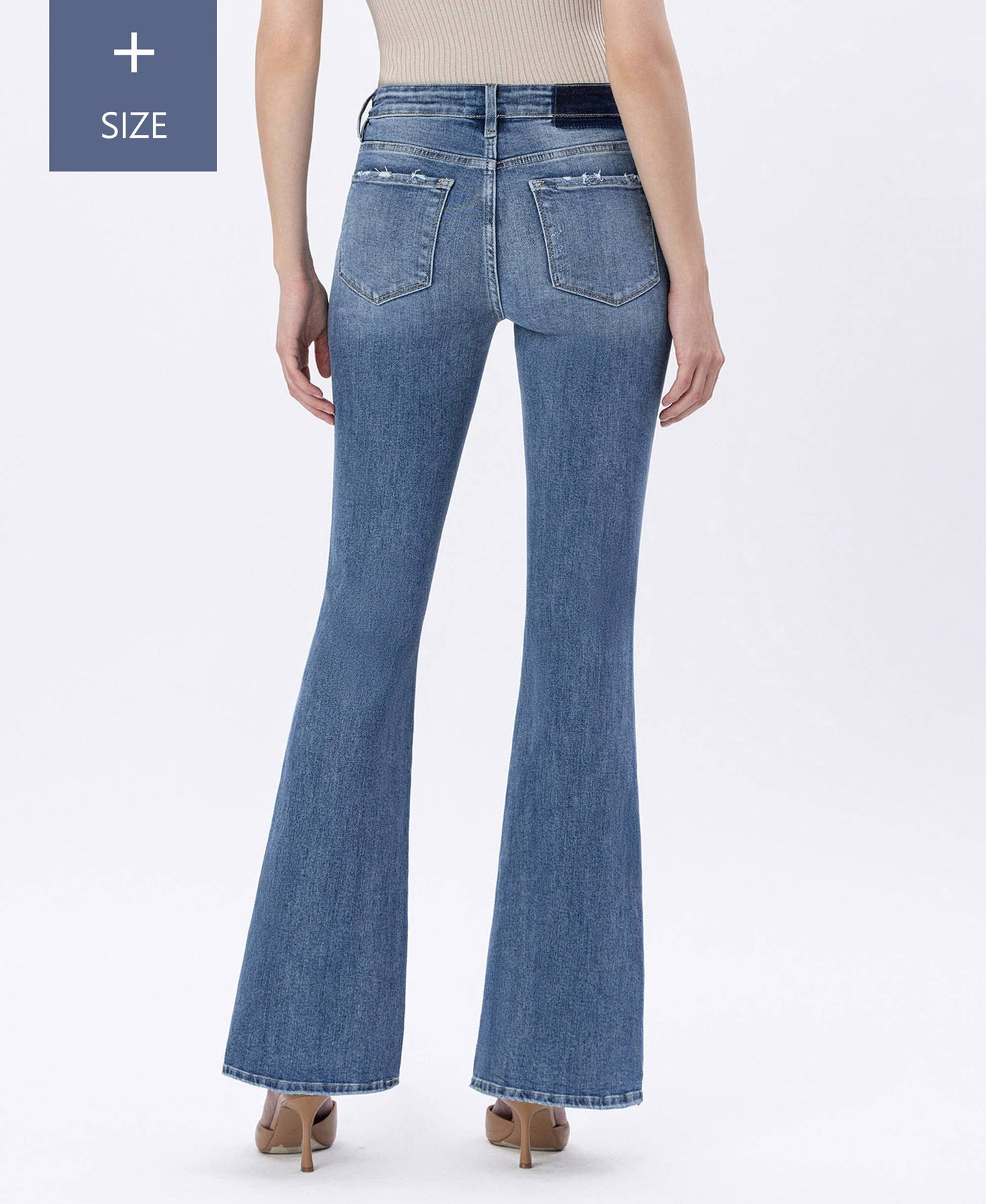 A CURVY HIGH RISE SLANT FLARES