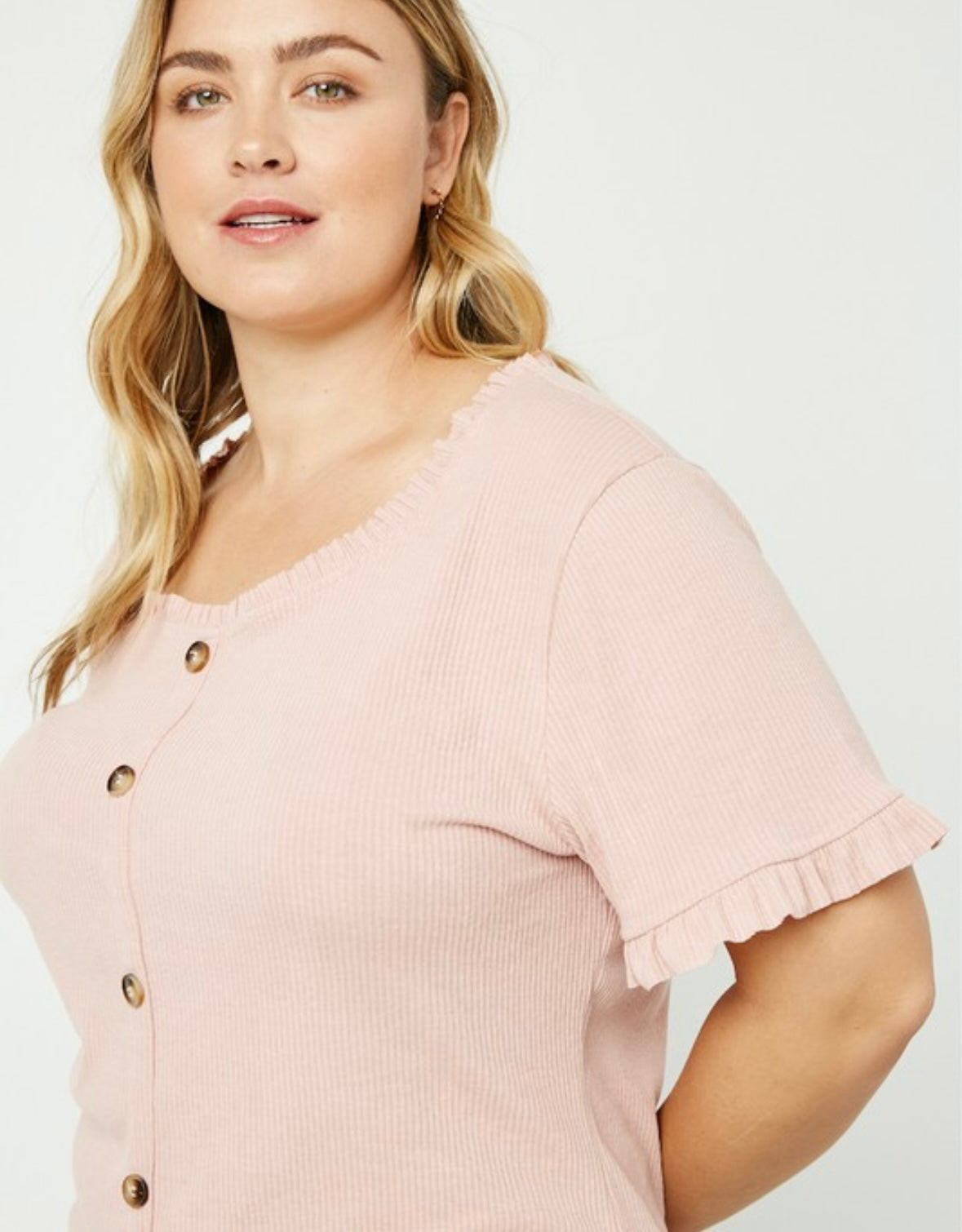 A Curvy Faux Button up Tee