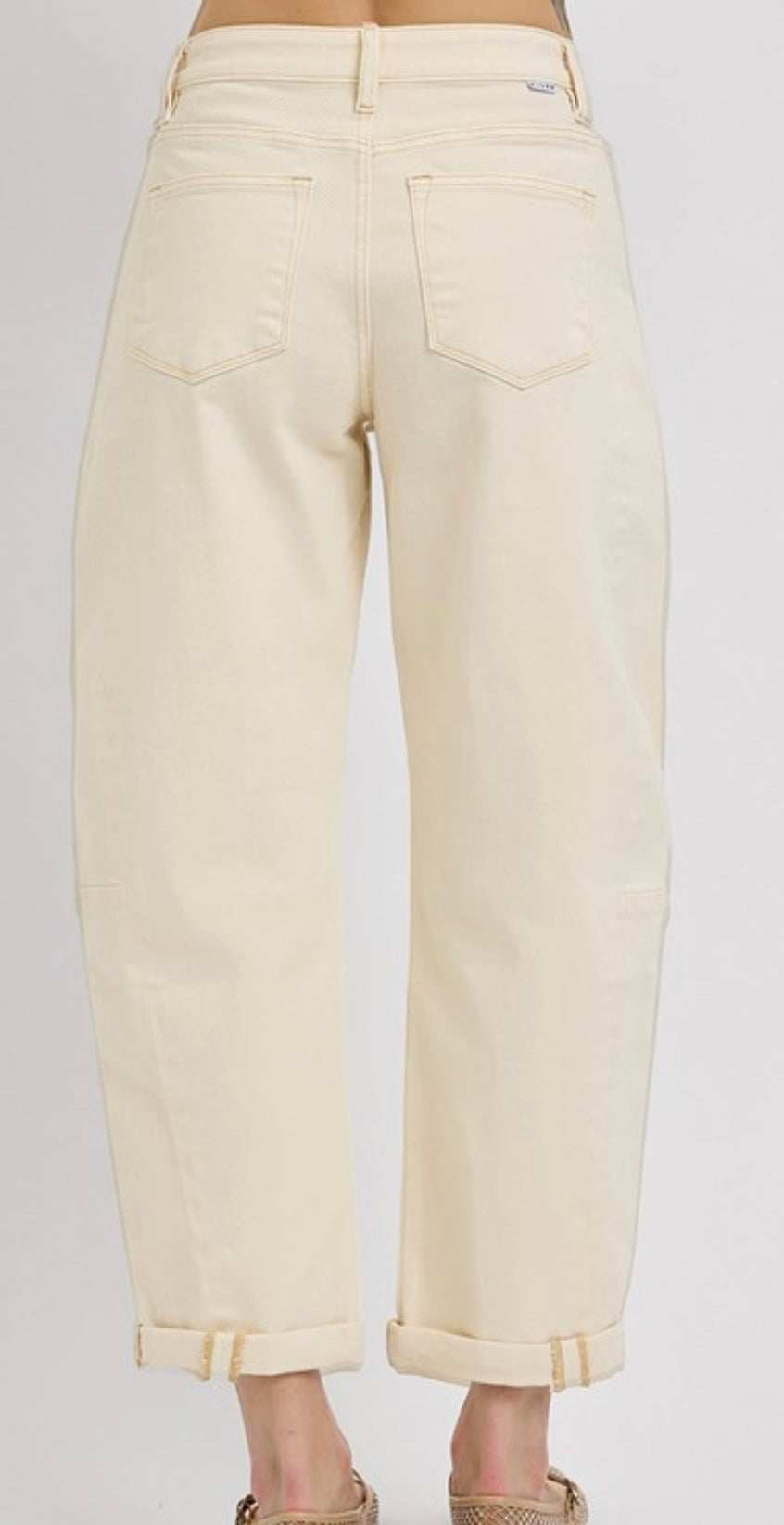 A Curvy Cream Barrel Jean