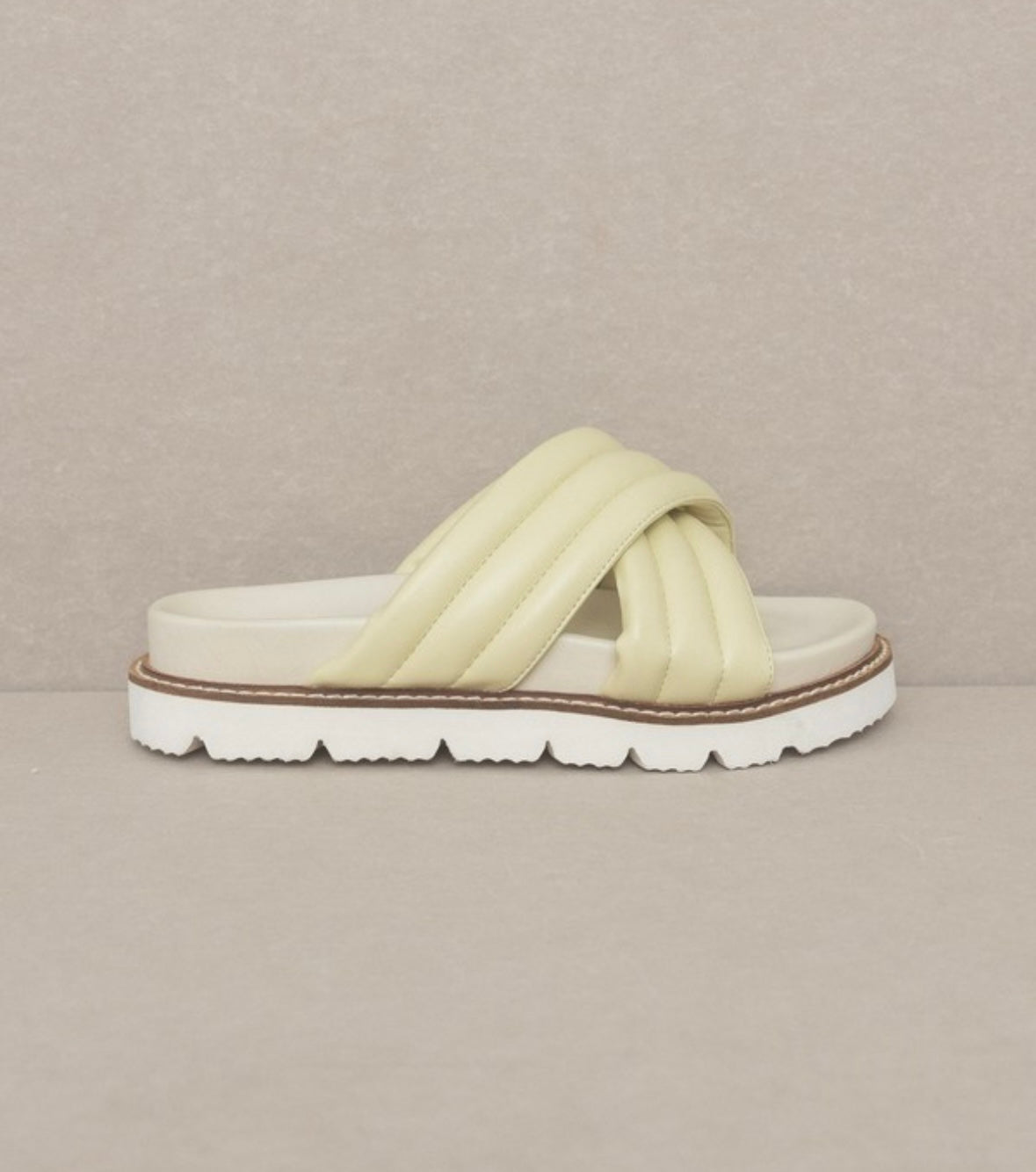 Grace Puff Strap Slide (Lime)