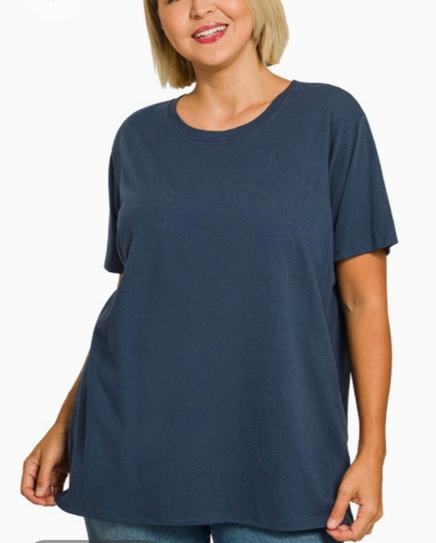 A Curvy Navy Tee