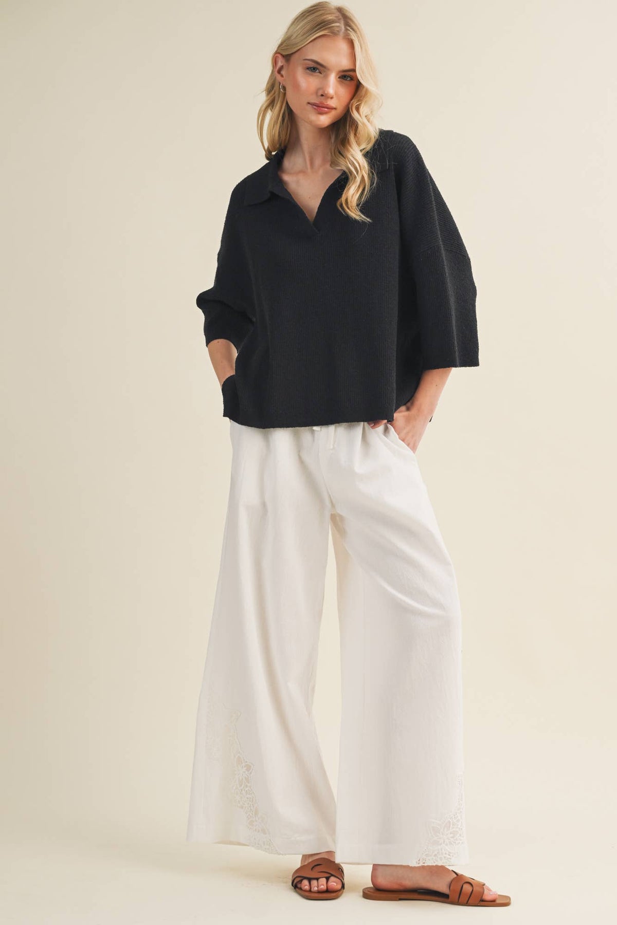 A Polo Collar Pullover (CURVY)