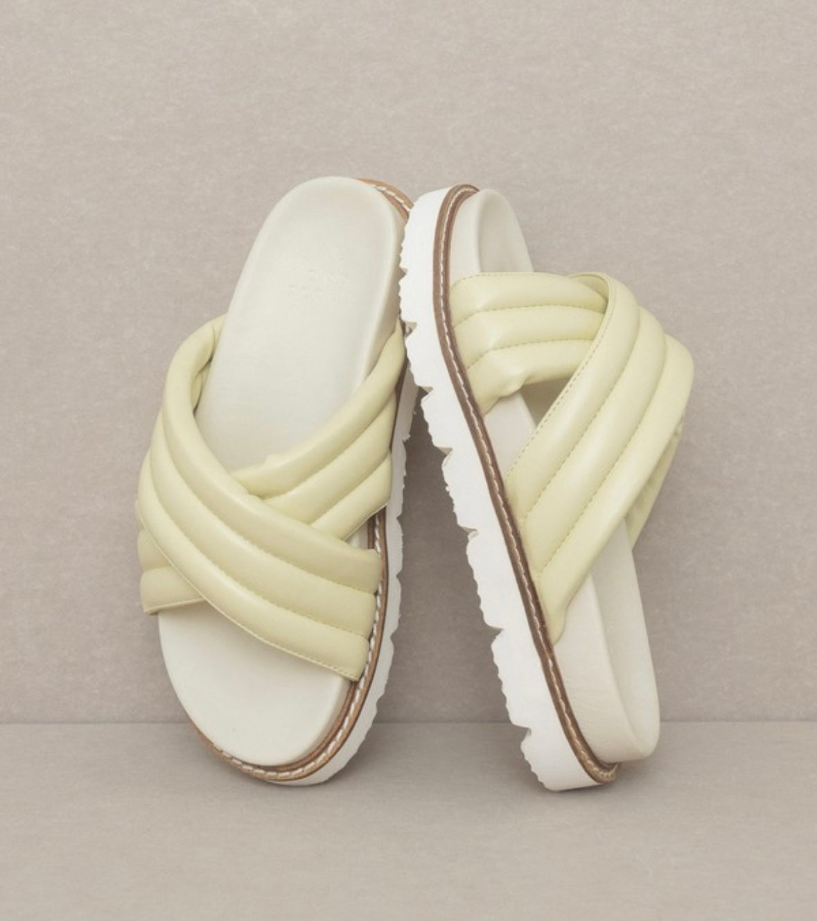 Grace Puff Strap Slide (Lime)
