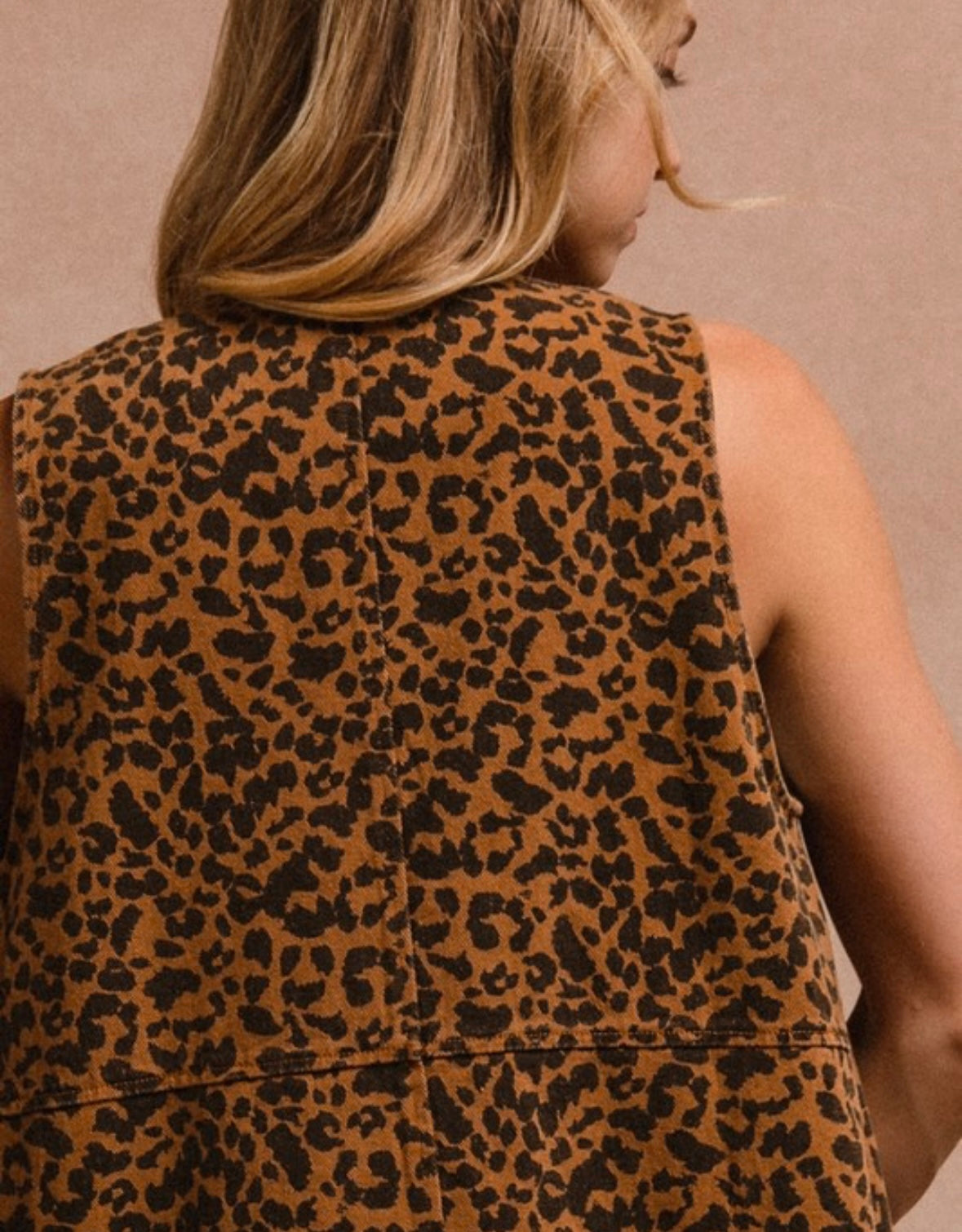 Printed Denim Vest (Curvy)