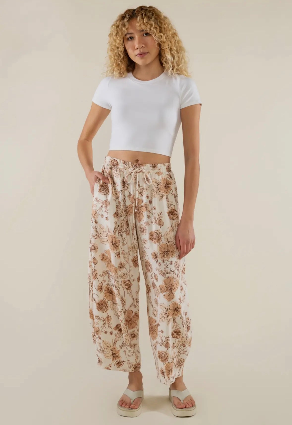 A Curvy Printed Lantern Pant USA Made