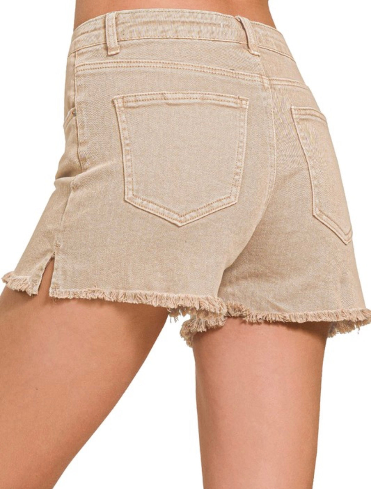 Frayed Colored Denim Short