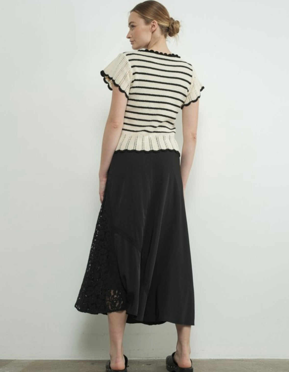A Lace -n- Satin Midi Skirt