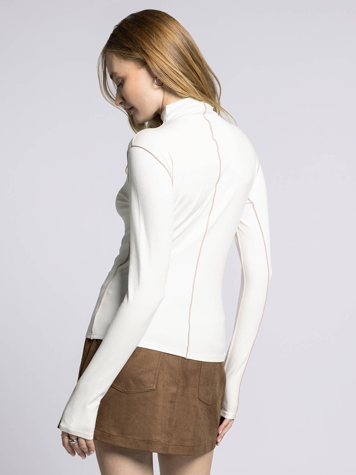 A Mock Neck Long Sleeved Top