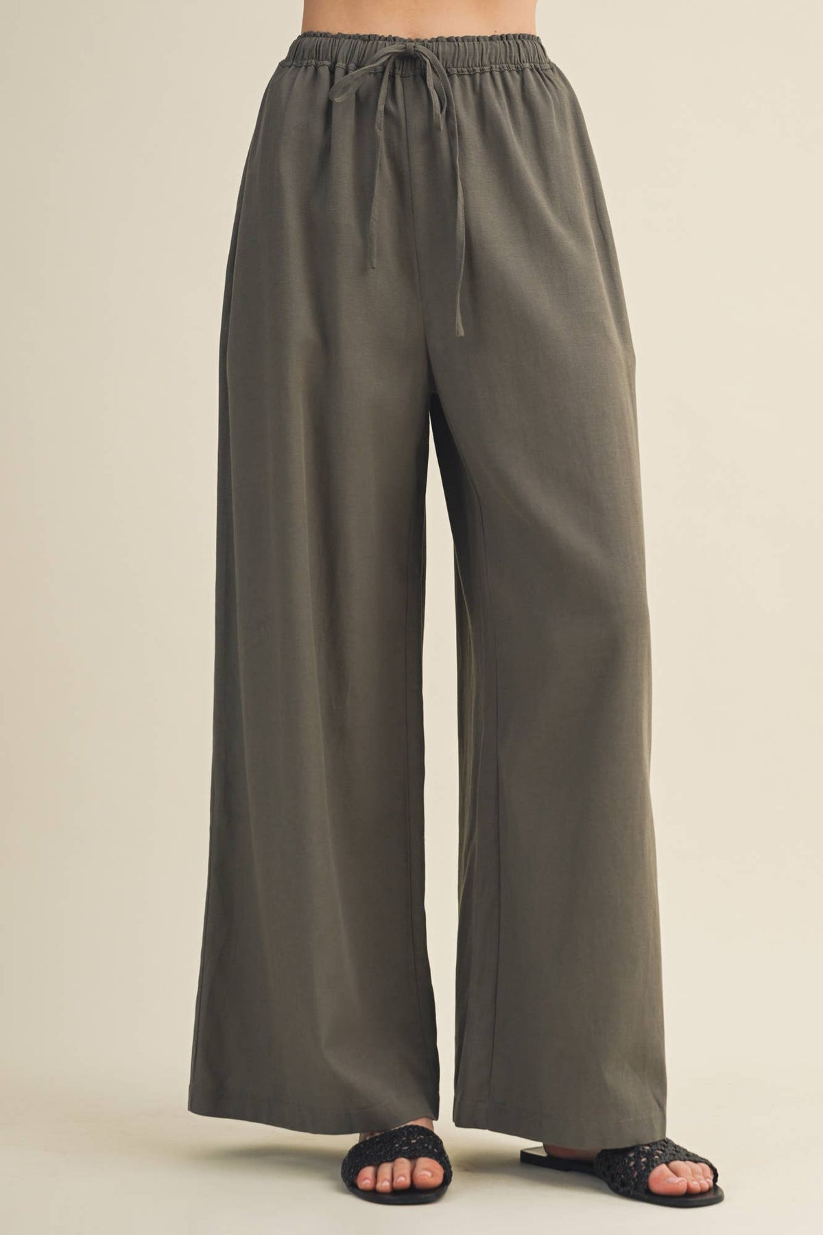 A Drawstring Wide-Leg Trousers (SET)