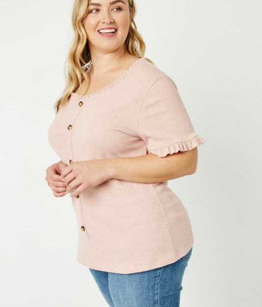A Curvy Faux Button up Tee
