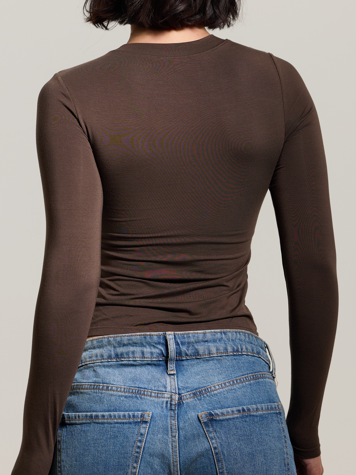 A Crew Neck Braless Long Sleeve