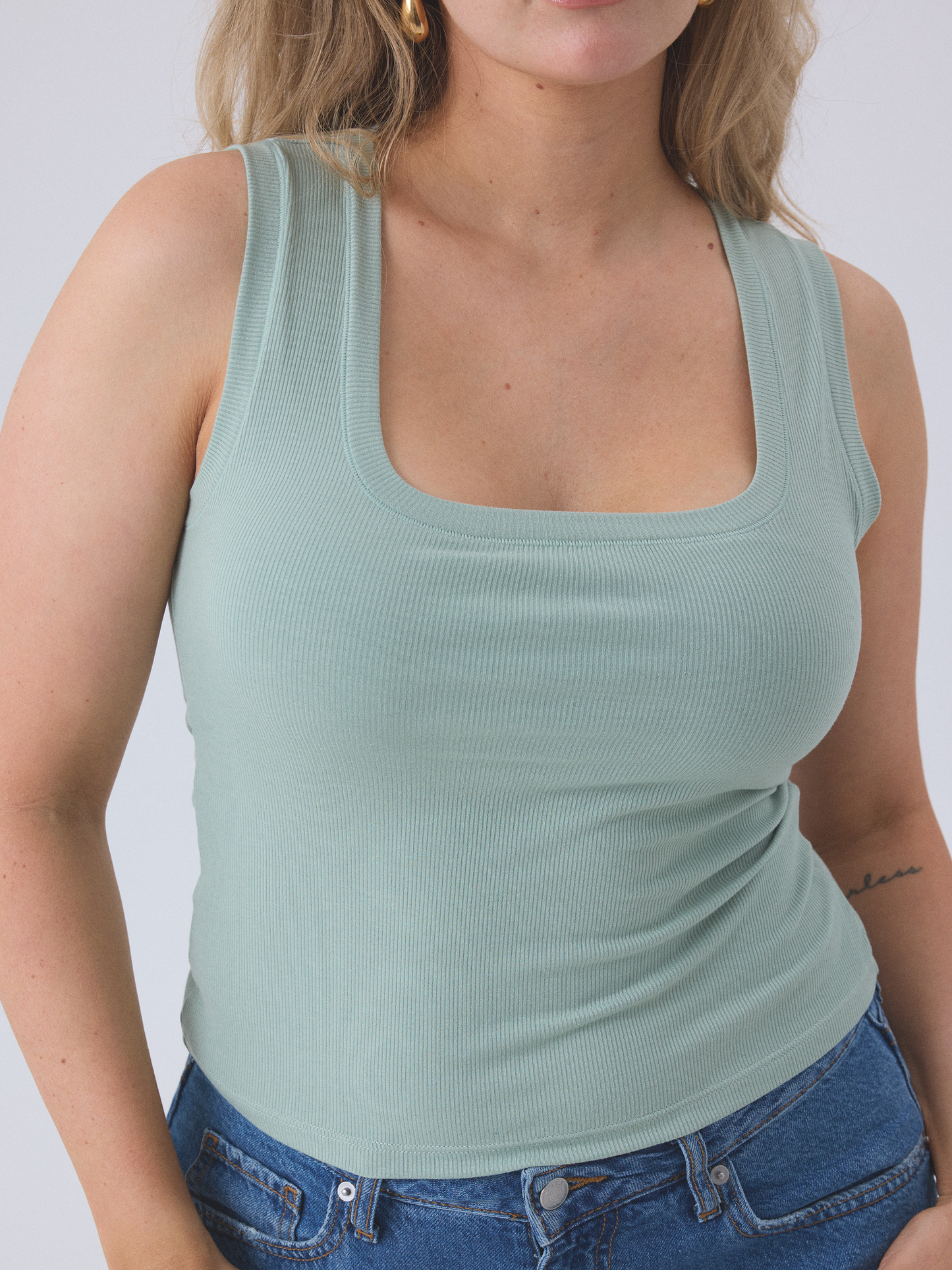 Chunky Binding Ribbed Square Neck Tank