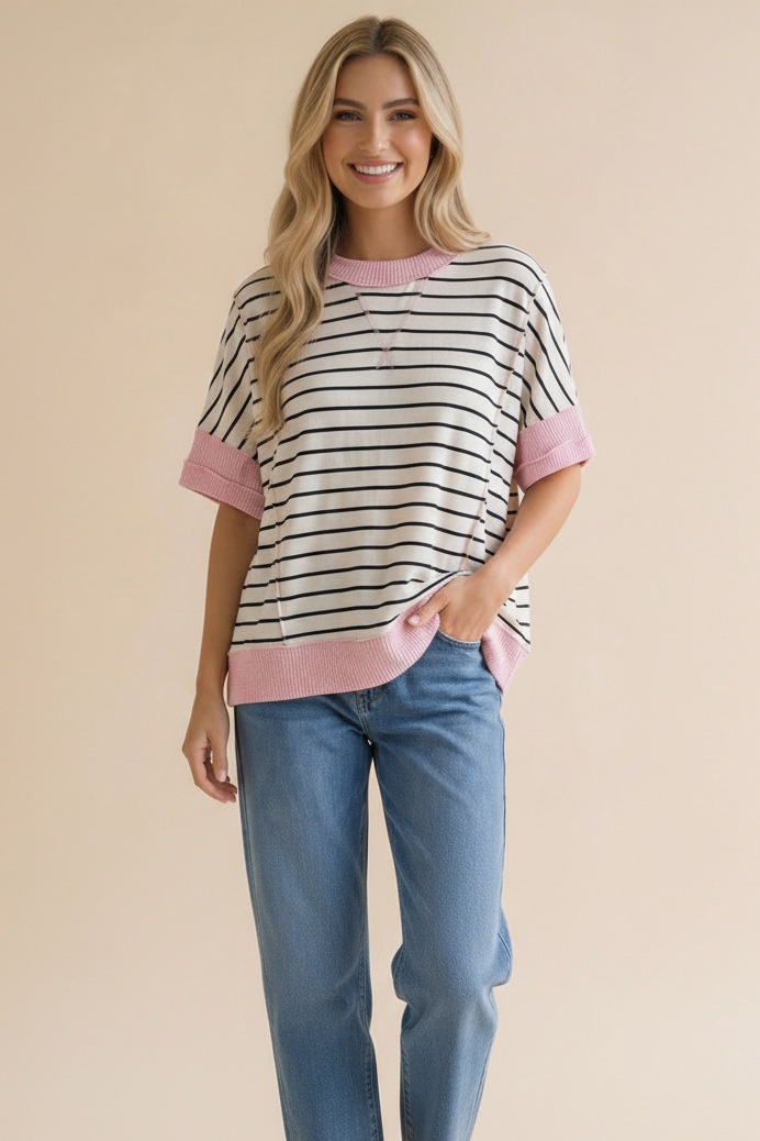 A Curvy Striped Knit Top