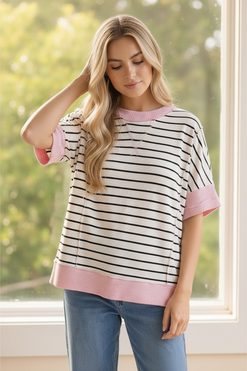 A Curvy Striped Knit Top
