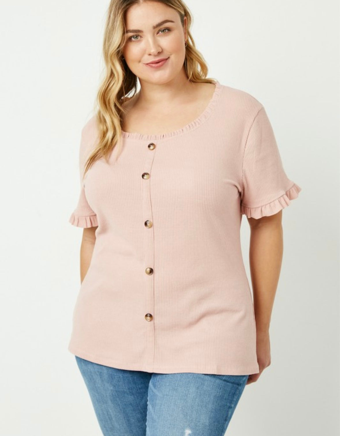 A Curvy Faux Button up Tee