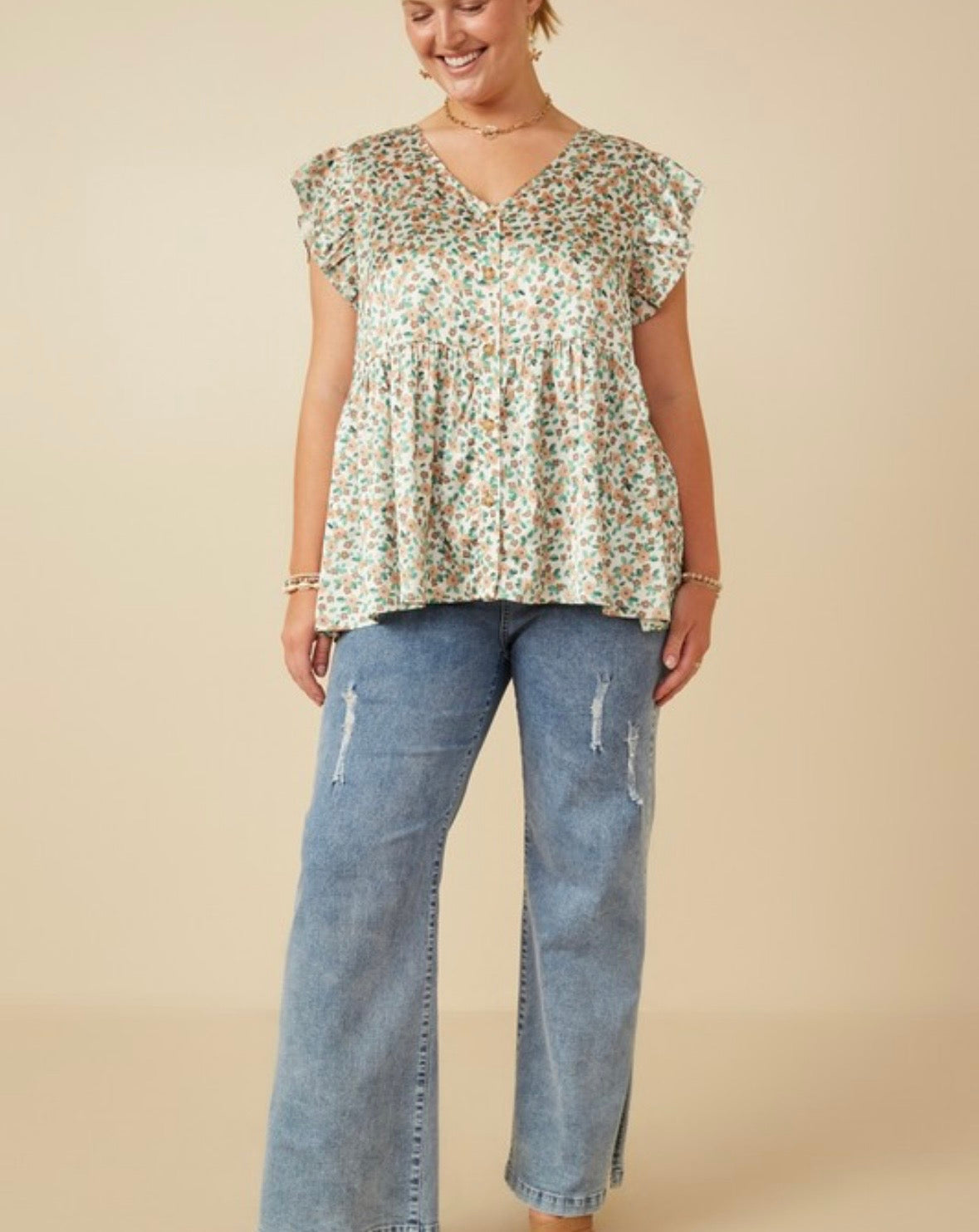 A Curvy Flirty Floral Blouse