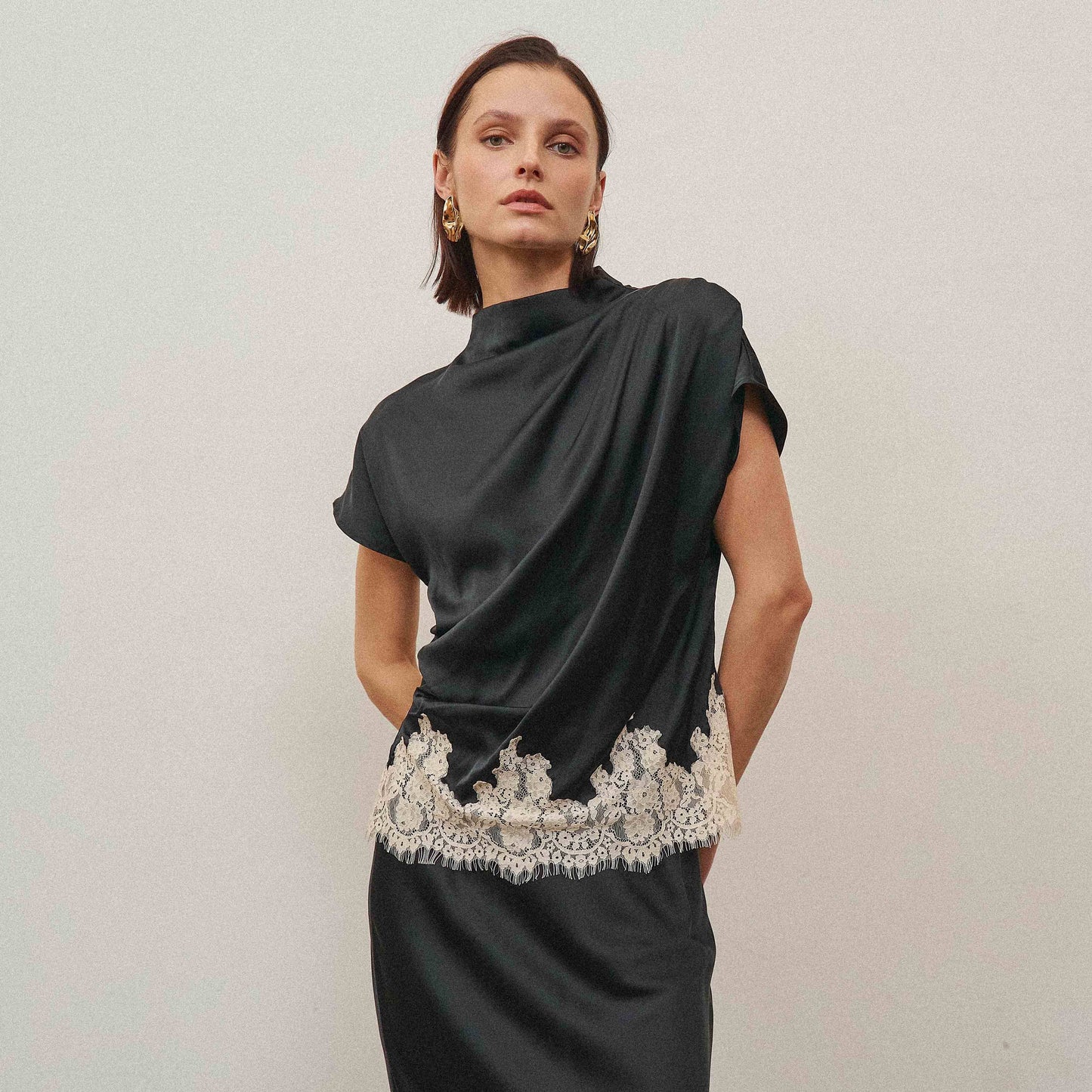 A Lace and Satin Blouse