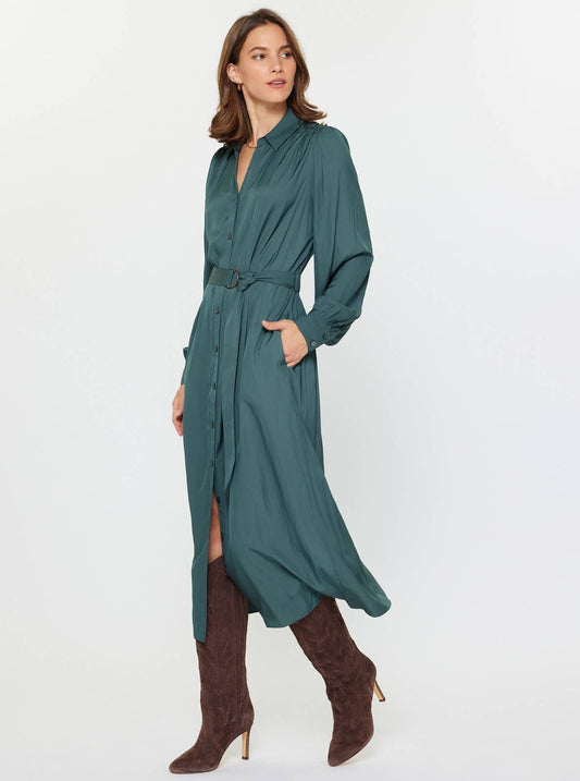 A Button Down Midi Shirt Dress