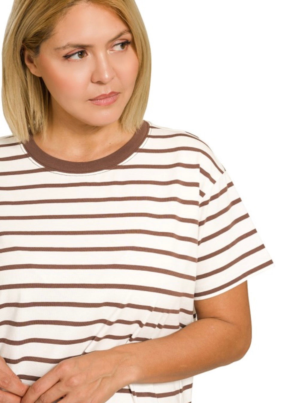 A Striped Crew Neck Tee (+Curvy)