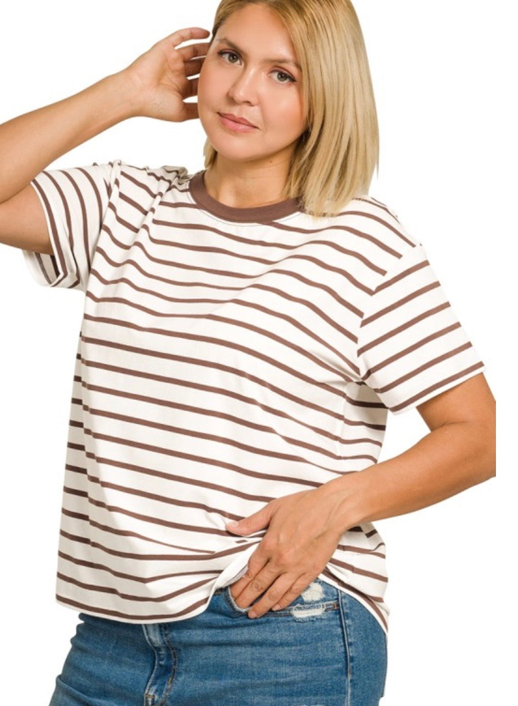 A Striped Crew Neck Tee (+Curvy)