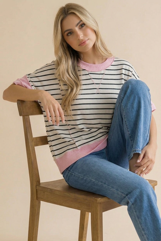 A Curvy Striped Knit Top