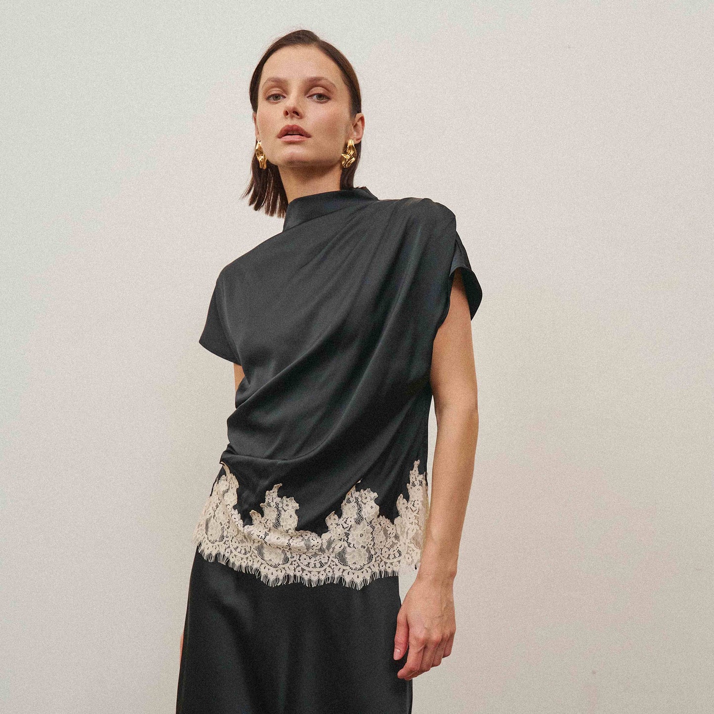 A Lace and Satin Blouse