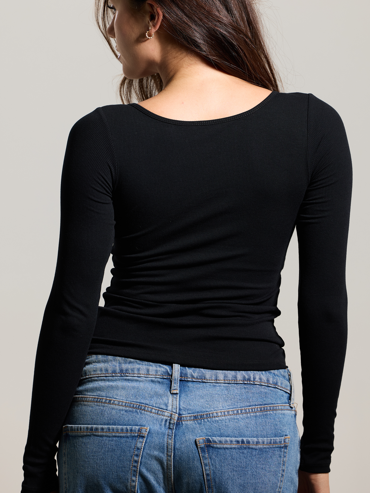 A Braless U-Shape Long Sleeve Tee