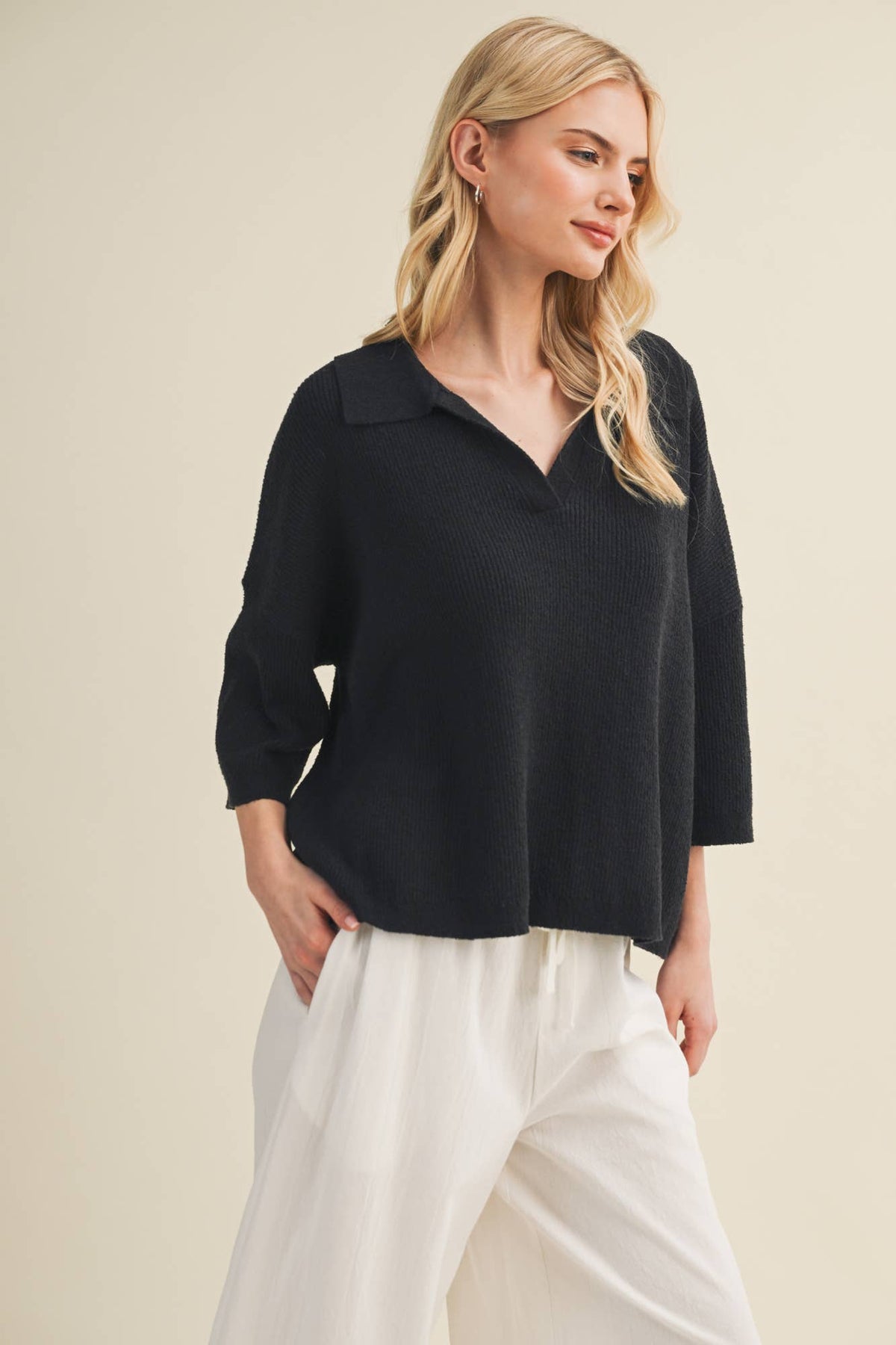 A Polo Collar Pullover (CURVY)