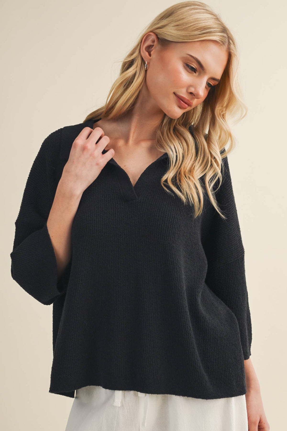 A Polo Collar Pullover (CURVY)