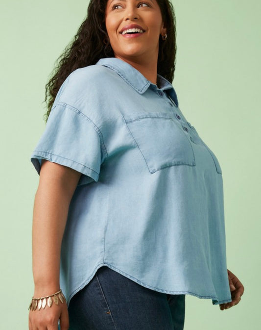 A Curvy Chambray Top