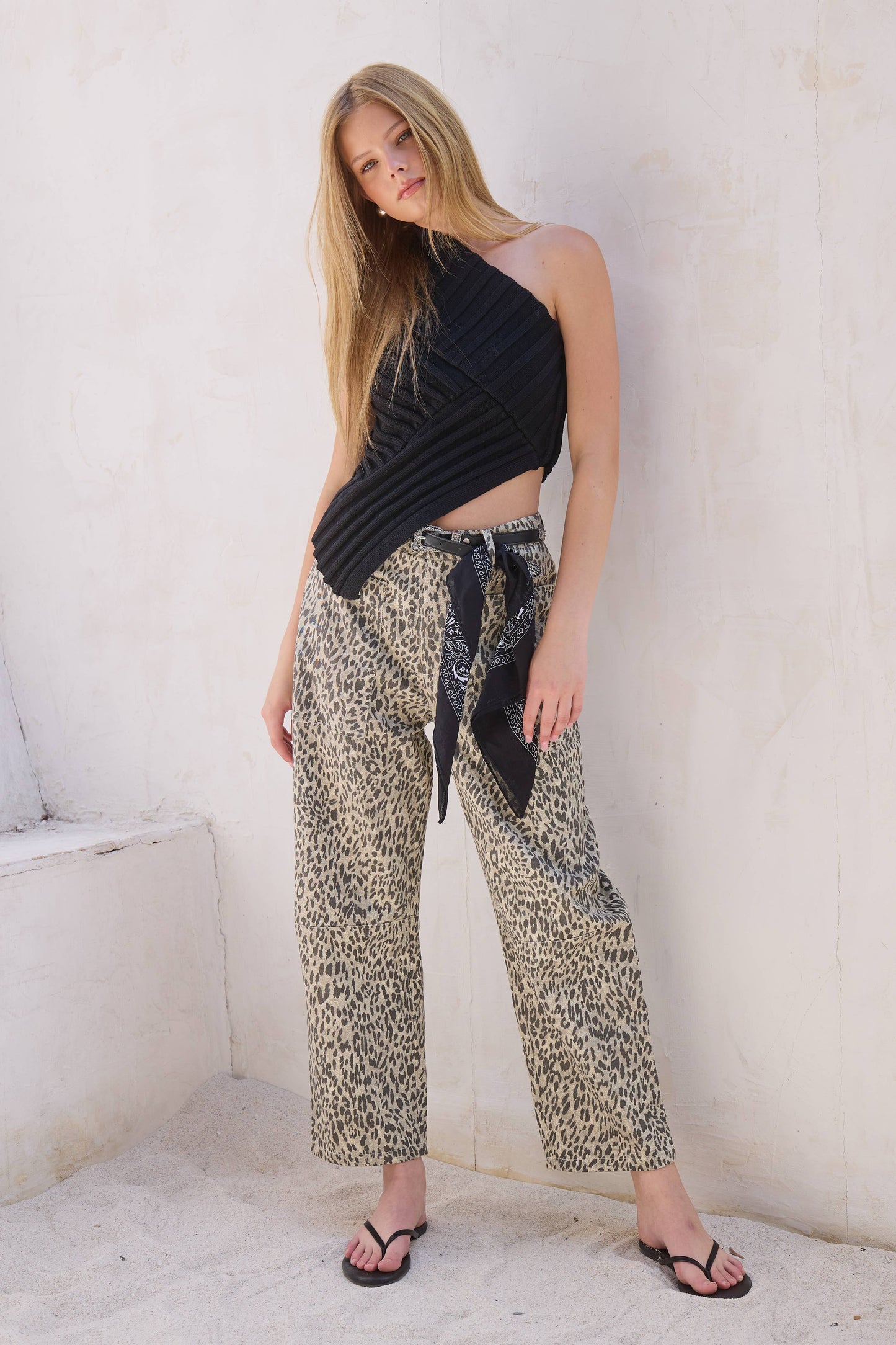 Leopard Print Barrel Jean