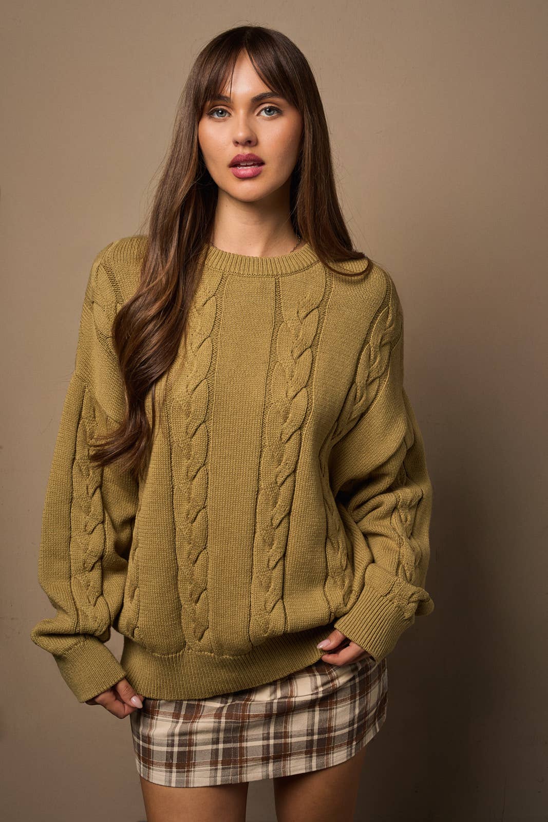 OVERSIZED CABLE SWEATER (CURVY) LOL S