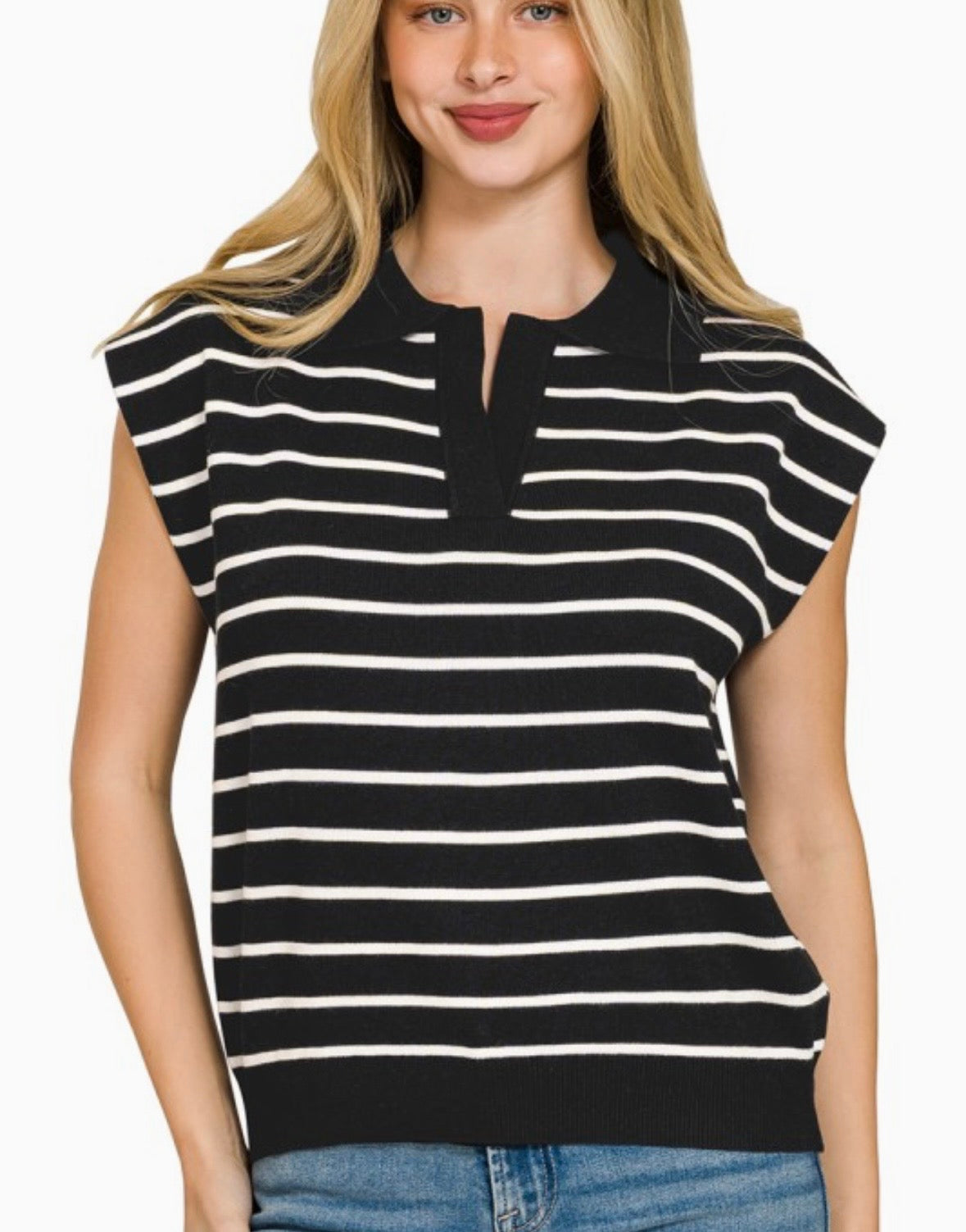 Striped Notched Tank (CURVY)