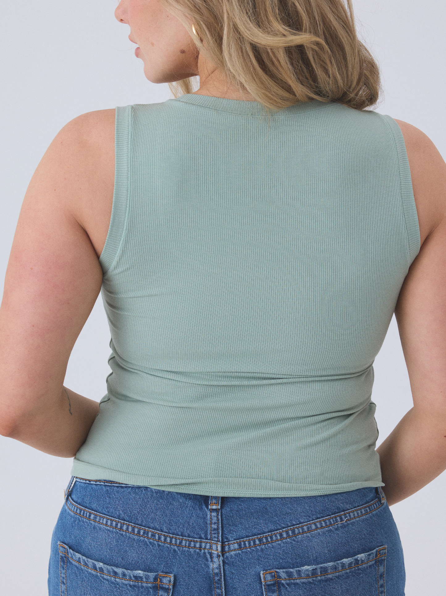 Chunky Binding Ribbed Square Neck Tank