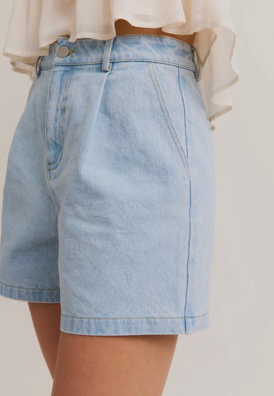 A Denim Pleated Short SET