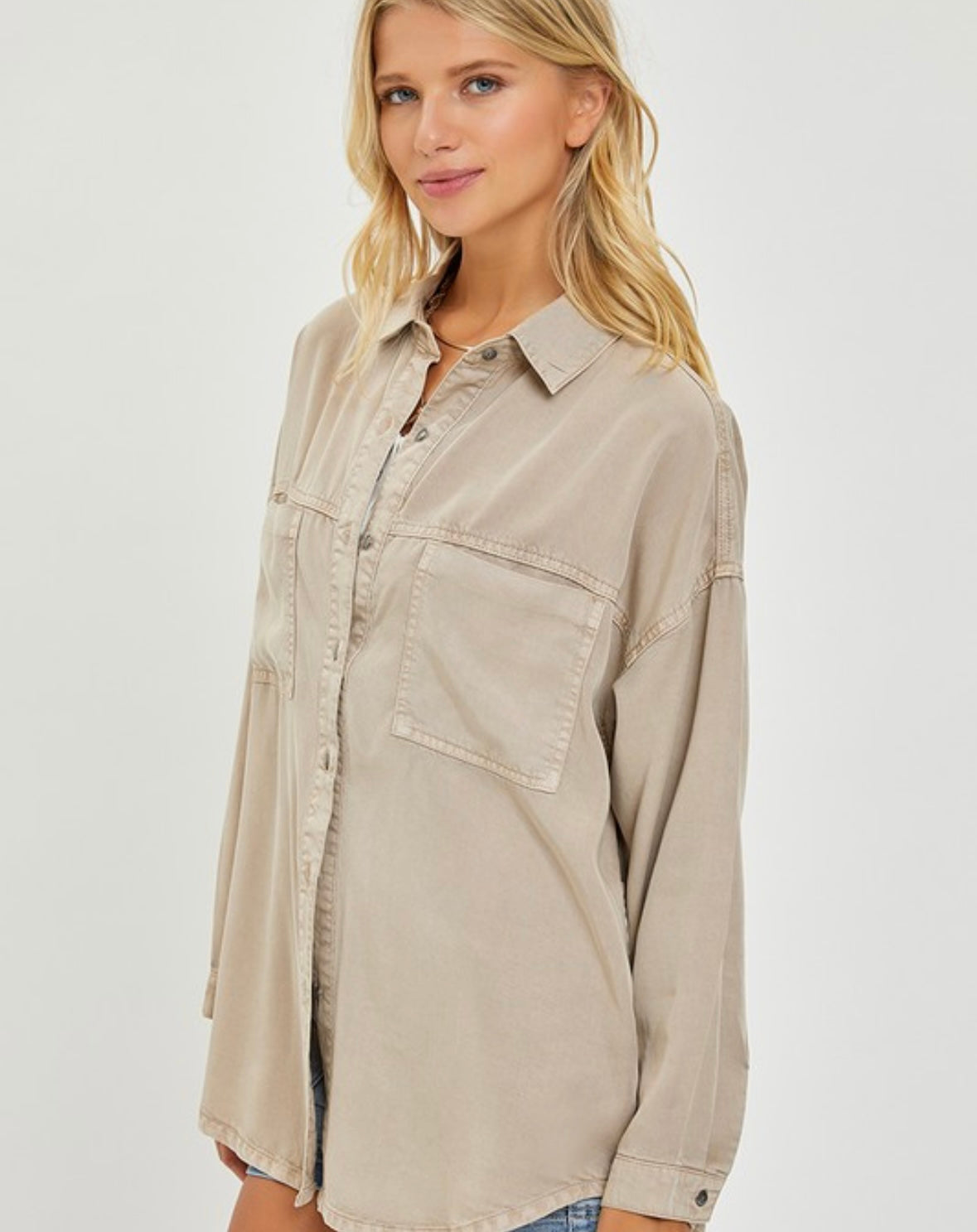 A Curvy Tencel Button Up