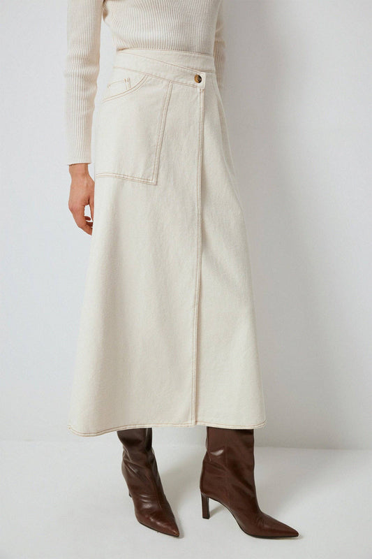 A-LINE DENIM CROSSOVER SKIRT