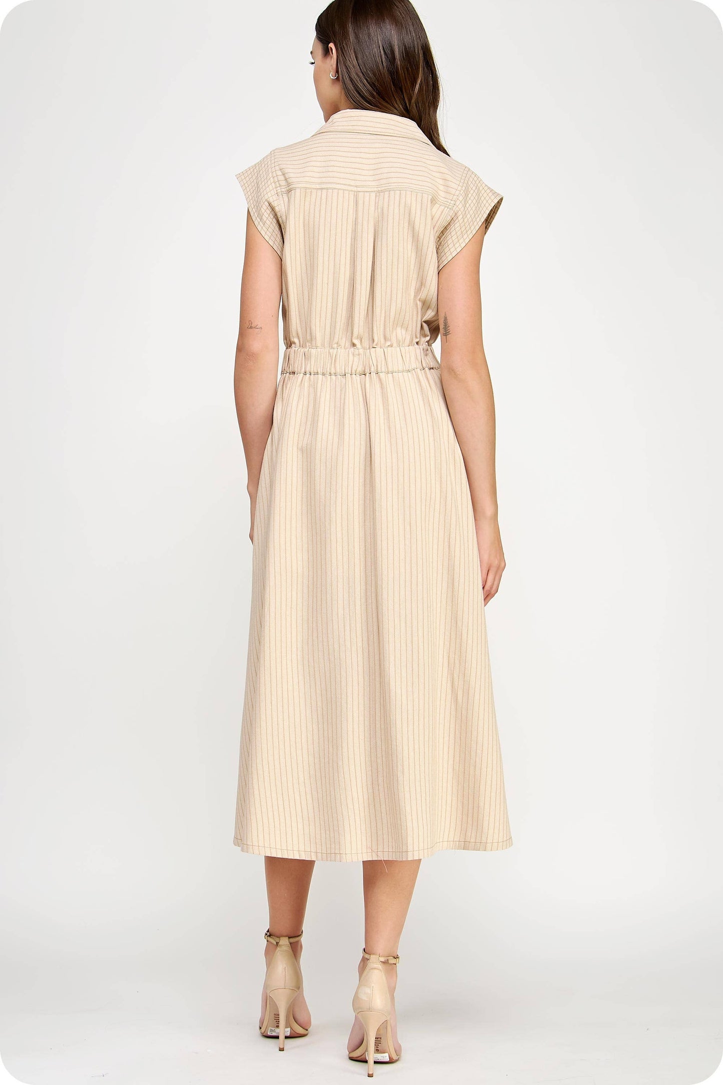 A Sleeveless Stripe Midi Dress LOL S