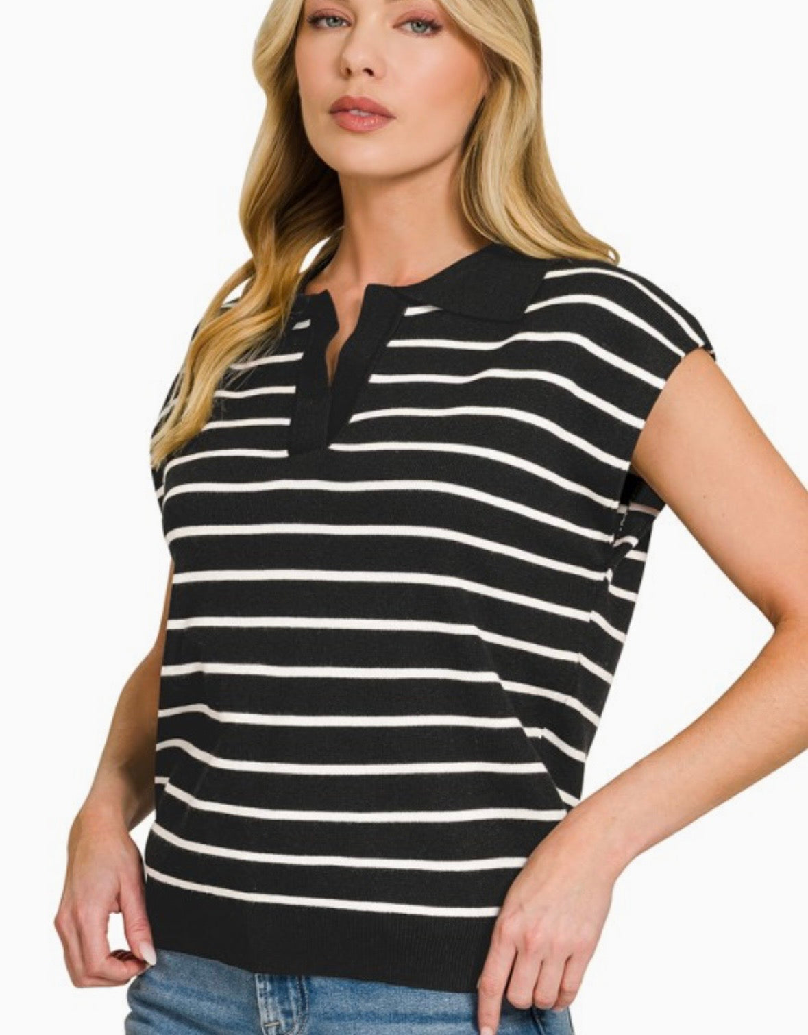 Striped Notched Tank (CURVY)