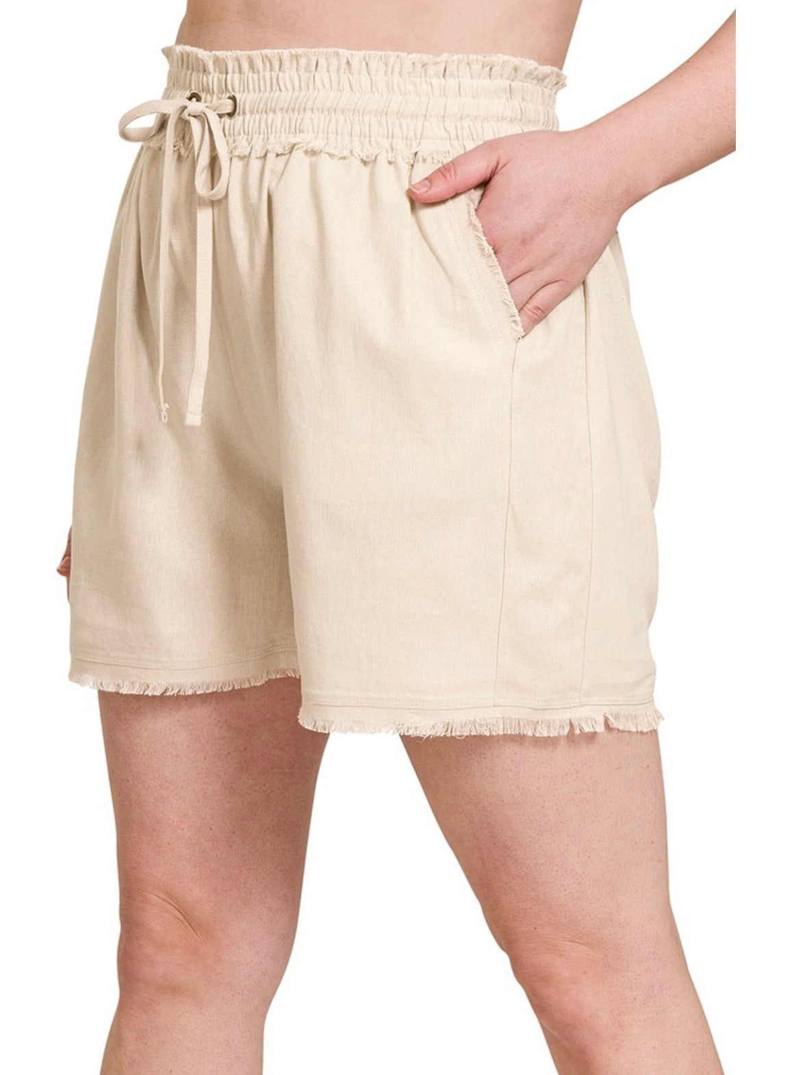 Cowper Linen Drawstring Curvy Shorts