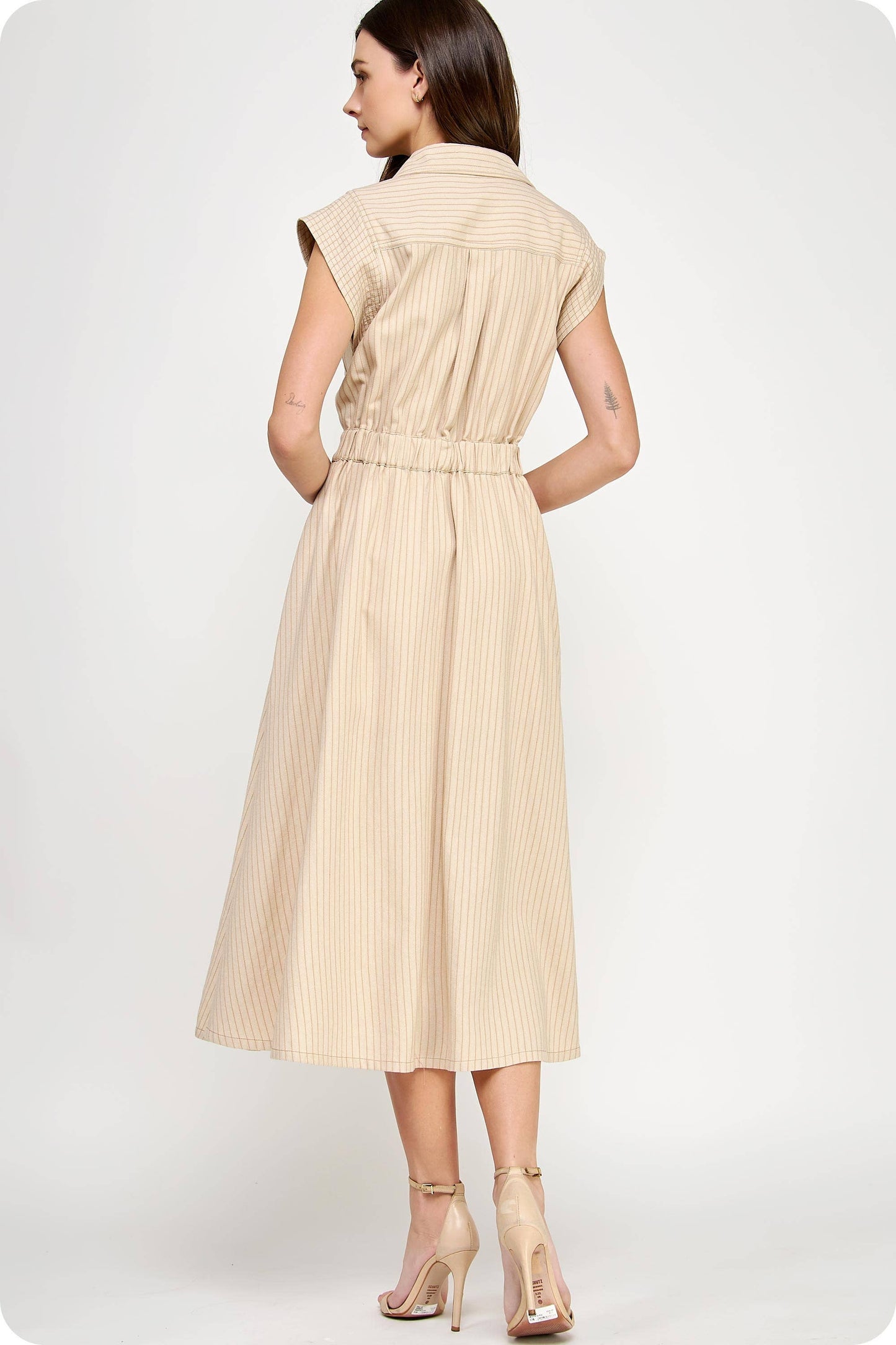 A Sleeveless Stripe Midi Dress LOL S