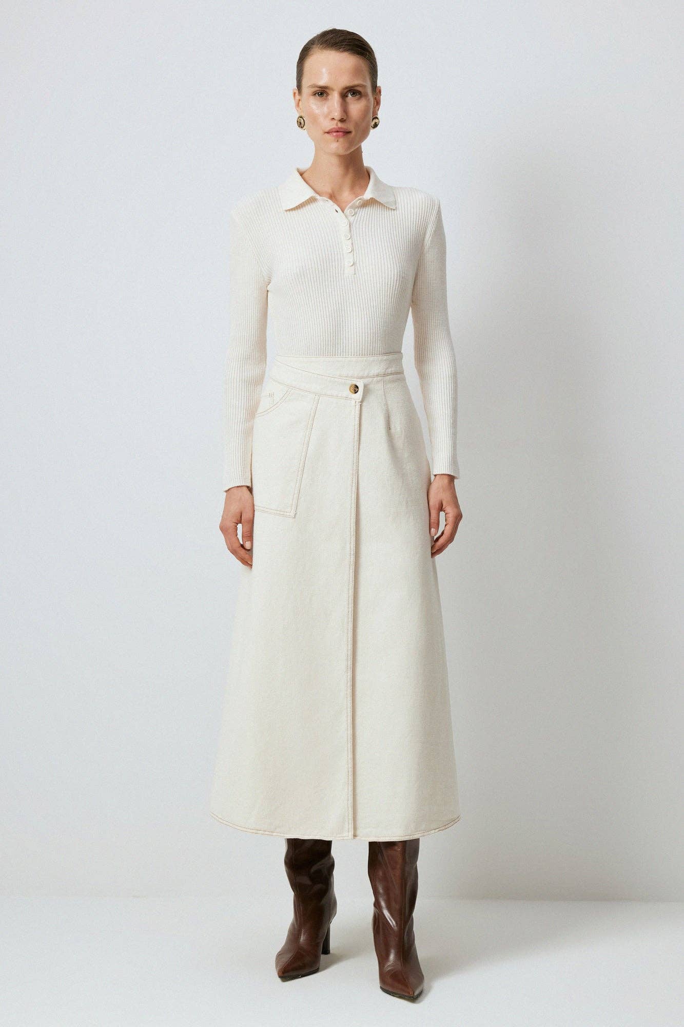 A-LINE DENIM CROSSOVER SKIRT