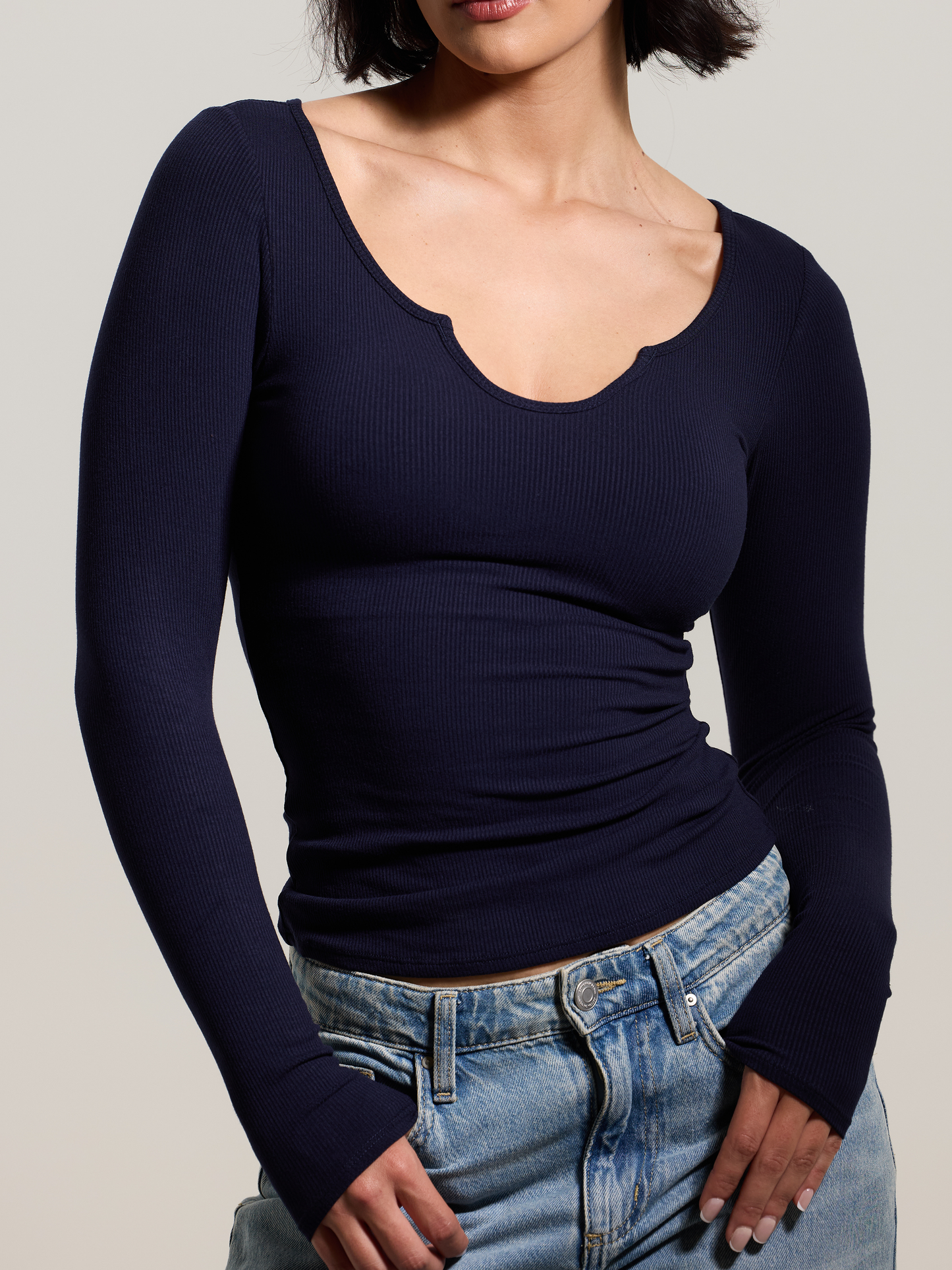 A Braless U-Shape Long Sleeve Tee
