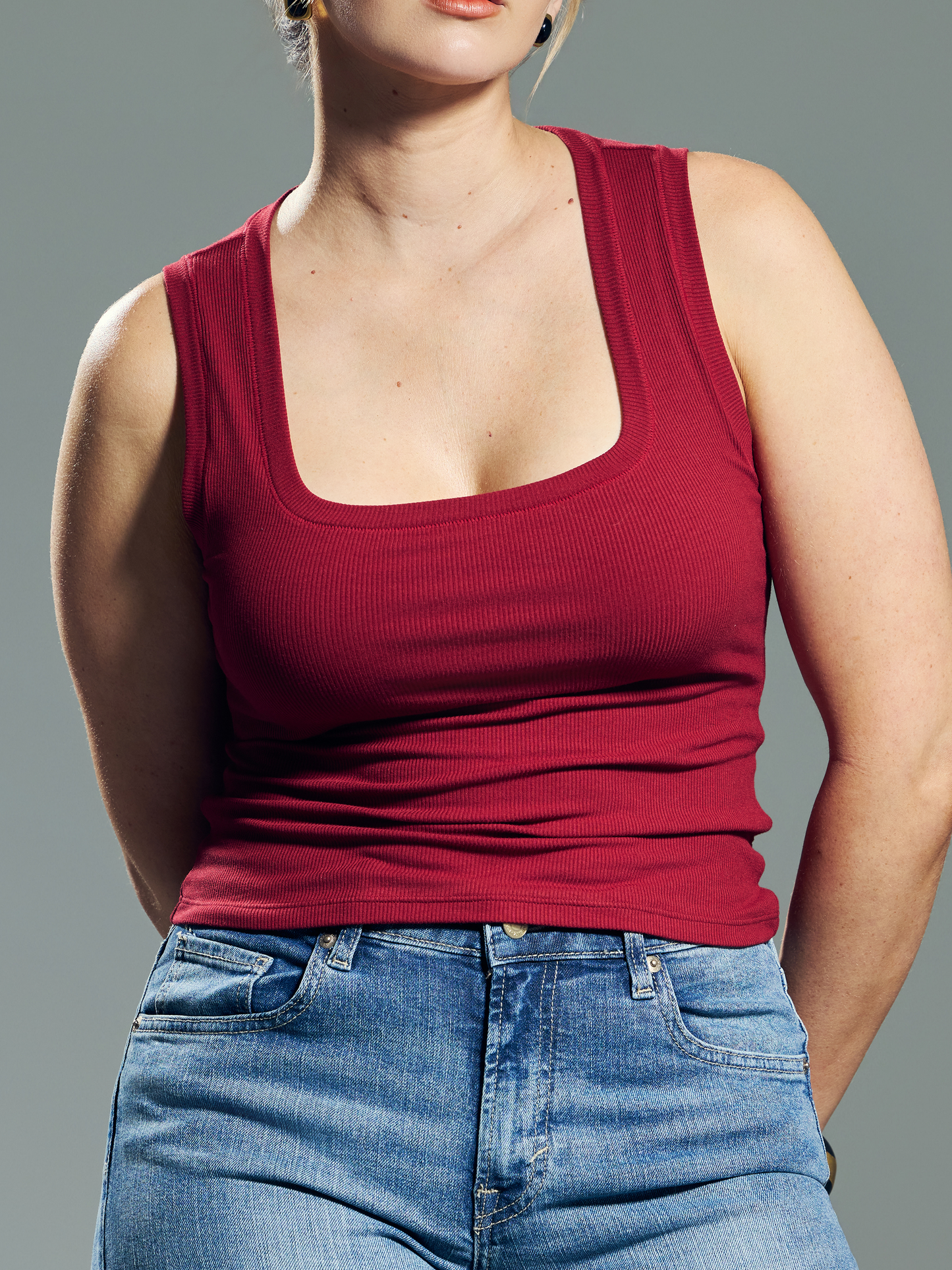 Chunky Binding Ribbed Square Neck Tank