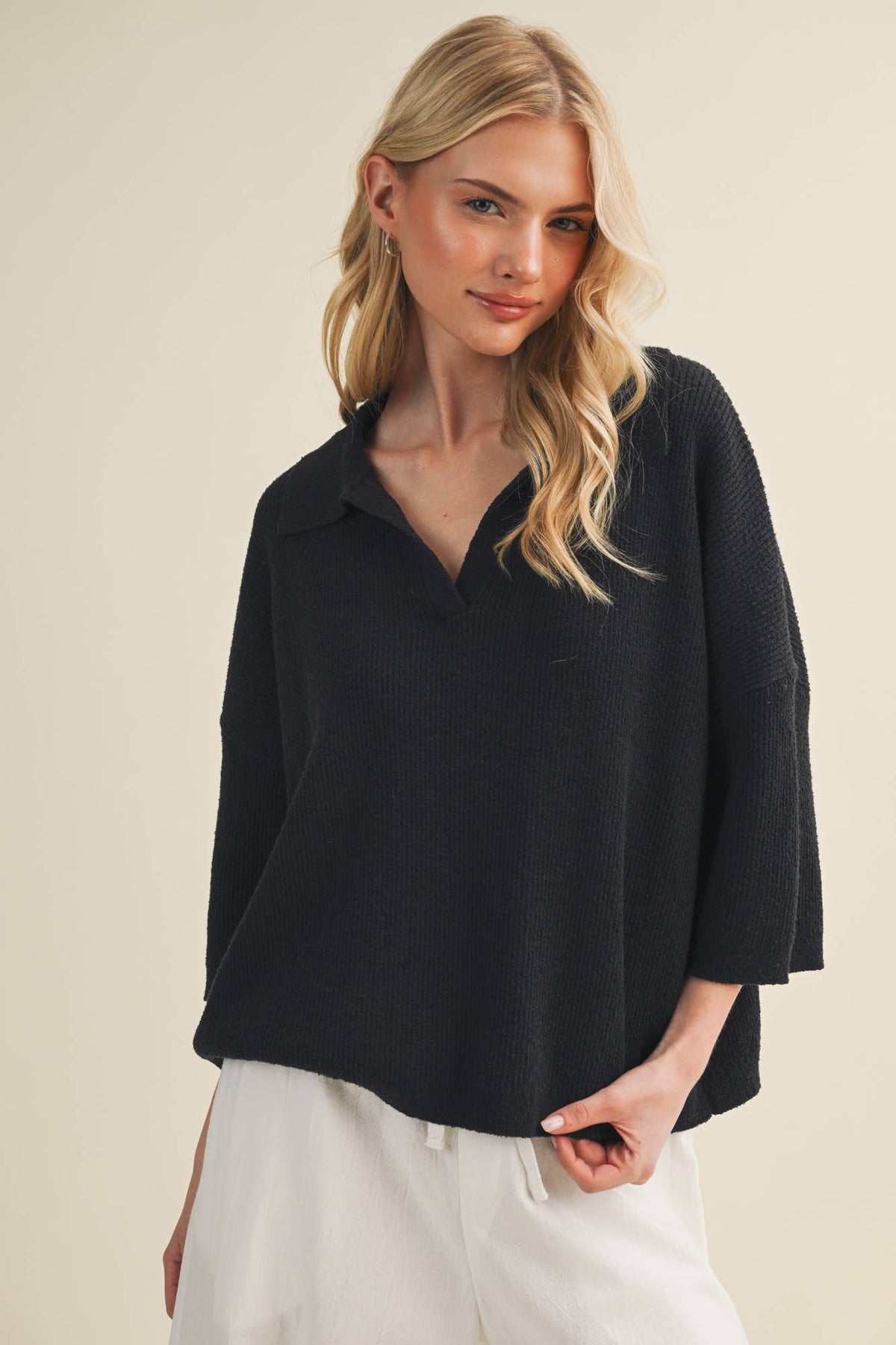 A Polo Collar Pullover (CURVY)